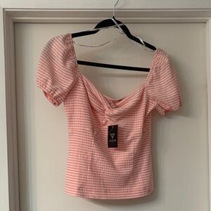 GUESS Coral Checkered Blouse